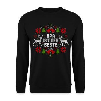 Ugly Christmas - Opa ist der Beste - Weihnachten - Unisex Pullover - Schwarz - Vorne - Alina (178cm) & Michal (187cm)