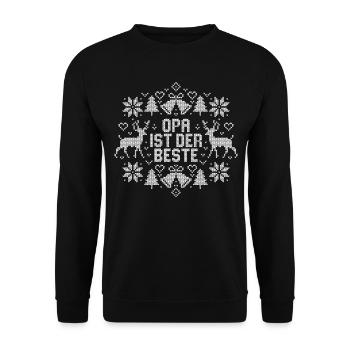 Weihnachten - Opa ist der Beste - Ugly Christmas - Unisex Pullover - Schwarz - Vorne - Alina (178cm) & Michal (187cm)