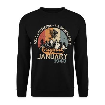 81 Jahre Großartigkeit seit Januar 1943 - Unisex Pullover - Schwarz - Vorne - Alina (178cm) & Michal (187cm)