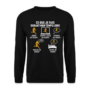mon temps libre jouer au rugby - Sweat-shirt Unisexe - noir - Devant - Alina (178cm) & Michal (187cm)