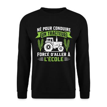 Né pour conduire un tracteur cadeau agriculteur - Sweat-shirt Unisexe - noir - Devant - Alina (178cm) & Michal (187cm)