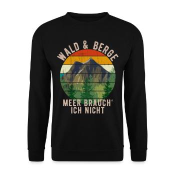 Wald Berge Wandern Spaziergang Wälder Berg - Unisex Pullover - Schwarz - Vorne - Alina (178cm) & Michal (187cm)