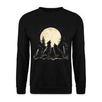 Howling Wolves Vintage Wolf Moon - Unisex Sweatshirt - black - Front - Alina (178cm) & Michal (187cm)
