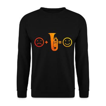 Damen Blasmusik Blasinstrument Tuba Tubist - Unisex Pullover - Schwarz - Vorne - Alina (178cm) & Michal (187cm)