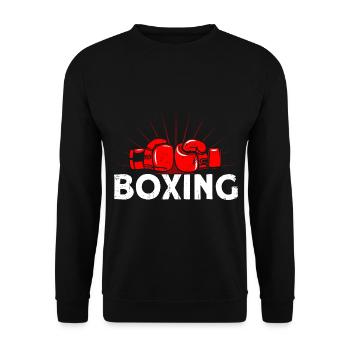 Boxen Boxen Geschenk - Unisex Pullover - Schwarz - Vorne - Alina (178cm) & Michal (187cm)