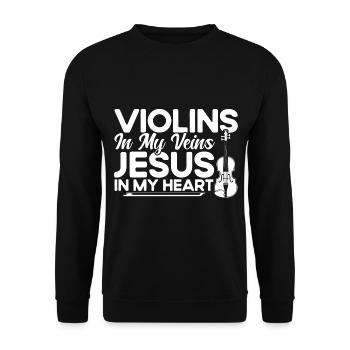 Violin Orchestra Violin Play Gift - Unisex Sweatshirt - black - Front - Alina (178cm) & Michal (187cm)
