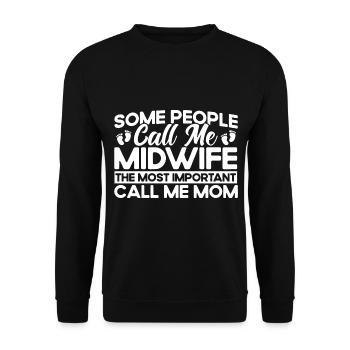 Sage-femme LD Travail Obstétricien Cadeau - Sweat-shirt Unisexe - noir - Devant - Alina (178cm) & Michal (187cm)