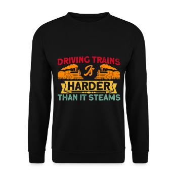 Trains Locomotive Engine Driver Gift - Unisex Sweatshirt - black - Front - Alina (178cm) & Michal (187cm)