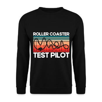 Theme Park Amusement Park Wooden Roller Coaster Gift - Unisex Sweatshirt - black - Front - Alina (178cm) & Michal (187cm)