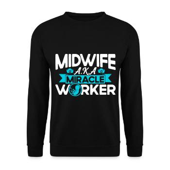 Sage-femme obstétricienne LD Work Gift - Sweat-shirt Unisexe - noir - Devant - Alina (178cm) & Michal (187cm)