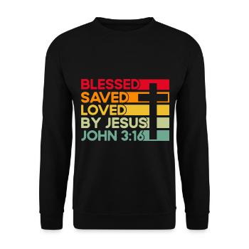 Christian Bible Verse Religious Gift - Unisex Sweatshirt - black - Front - Alina (178cm) & Michal (187cm)