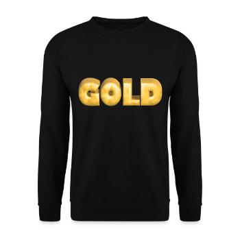 GOLD gold Gold Text Schrift Barren - Unisex Pullover - Schwarz - Vorne - Alina (178cm) & Michal (187cm)