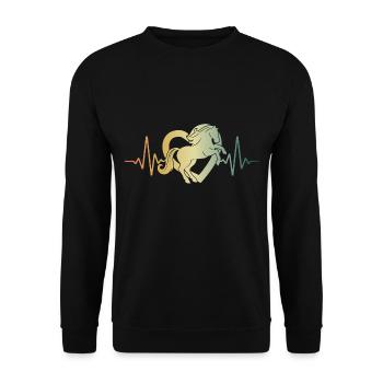 Pferd Reiten Herzschlag Reiter Reiterin Mädchen - Unisex Pullover - Schwarz - Vorne - Alina (178cm) & Michal (187cm)