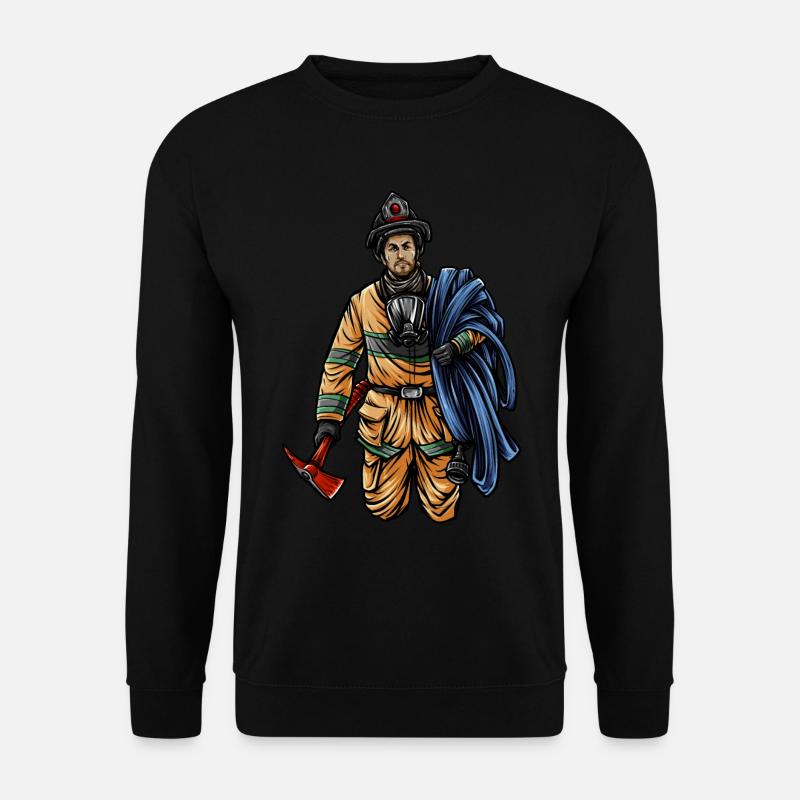 Feuerwehrmann Illustration - Feuerwehr Held - Unisex Pullover - Schwarz