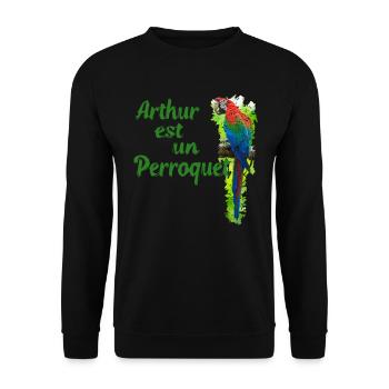Arthur the parrot is learning French - Unisex Sweatshirt - black - Front - Alina (178cm) & Michal (187cm)