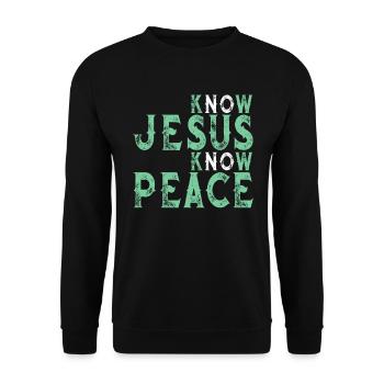 Jésus montre l'amour et la paix T-shirt chrétien - Sweat-shirt Unisexe - noir - Devant - Alina (178cm) & Michal (187cm)