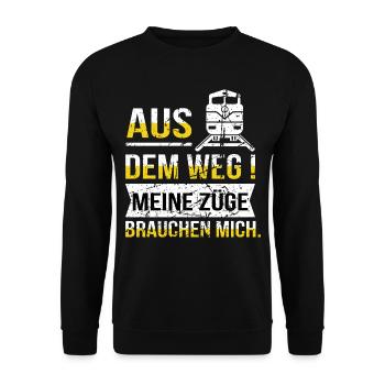 Fahrdienstleiter und Eisenbahner Beruf und Arbeit - Unisex Pullover - Schwarz - Vorne - Alina (178cm) & Michal (187cm)