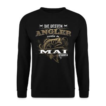 Die besten Angler werden im Mai geboren – Angeln - Unisex Pullover - Schwarz - Vorne - Alina (178cm) & Michal (187cm)