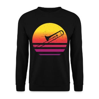 Brass Instrument Ladies Trombone Tenor Trombone - Unisex Sweatshirt - black - Front - Alina (178cm) & Michal (187cm)