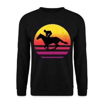 Damen Dressour Jagdreiten Equestrian Reiten - Unisex Pullover - Schwarz - Vorne - Alina (178cm) & Michal (187cm)