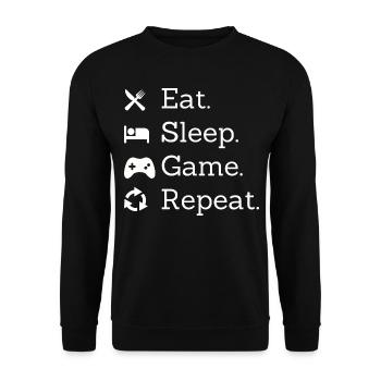 Eat sleep game repeat - Unisex Sweatshirt - black - Front - Alina (178cm) & Michal (187cm)