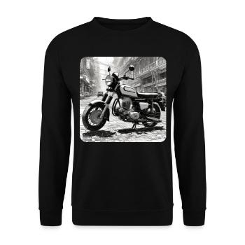 Cooles Moped - Unisex Pullover - Schwarz - Vorne - Alina (178cm) & Michal (187cm)