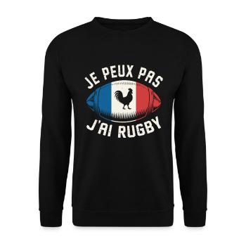 Je peux pas j'ai rugby - Sweat-shirt Unisexe - noir - Devant - Alina (178cm) & Michal (187cm)