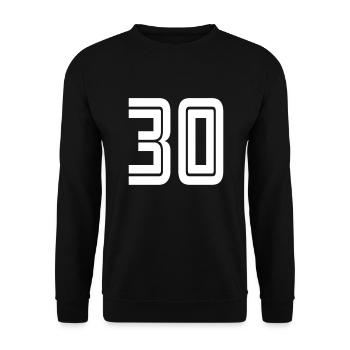 Maillot numéro 30 – Cadeau anniversaire 30 ans - Sweat-shirt Unisexe - noir - Devant - Alina (178cm) & Michal (187cm)