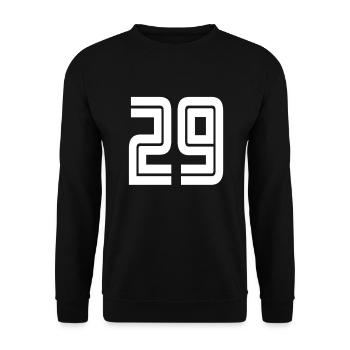 Trikotnummer 29 – Geschenk zum 29-jährigen Jubiläum - Unisex Pullover - Schwarz - Vorne - Alina (178cm) & Michal (187cm)