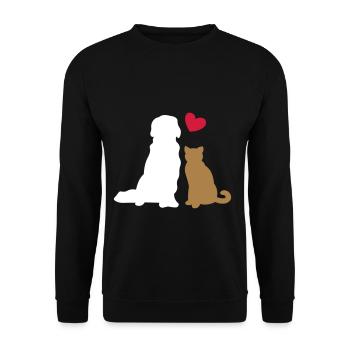Friends forever - dog and cat - heart gift - Unisex Sweatshirt - black - Front - Alina (178cm) & Michal (187cm)