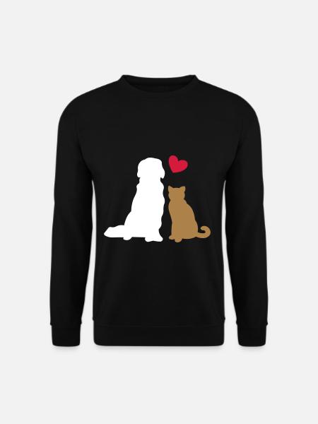 Freunde für immer - Hund und Katze - Herz Geschenk - Unisex Pullover - Schwarz