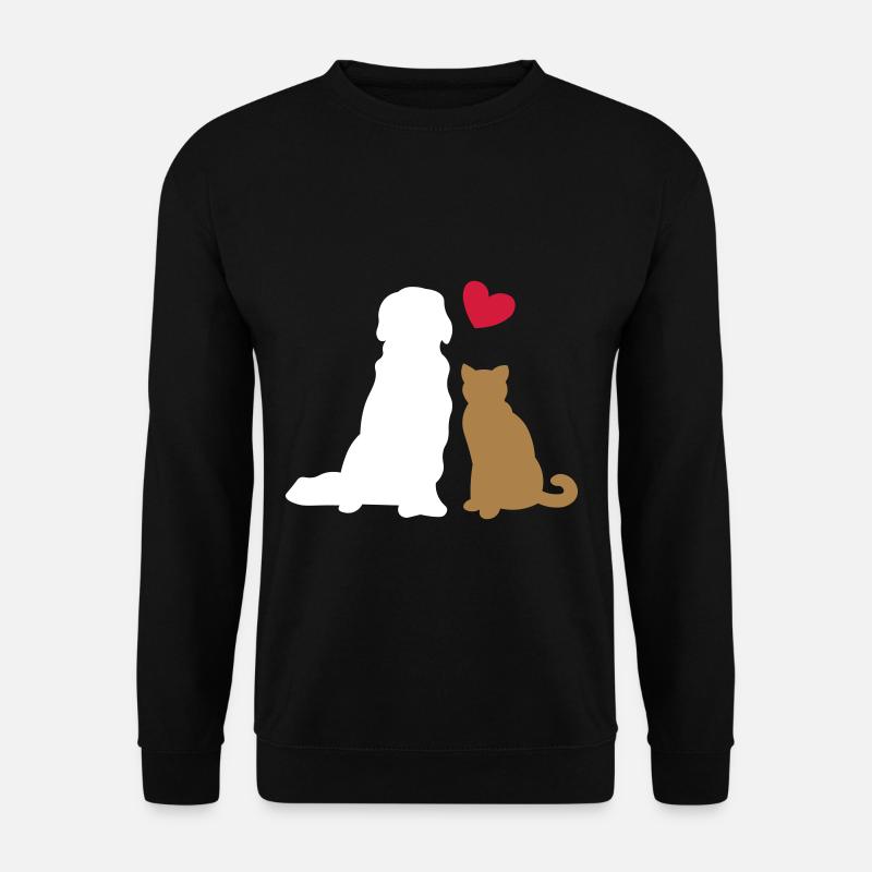 Freunde für immer - Hund und Katze - Herz Geschenk - Unisex Pullover - Schwarz