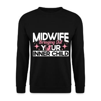 Sage-femme LD Travail Obstétricien Cadeau - Sweat-shirt Unisexe - noir - Devant - Alina (178cm) & Michal (187cm)