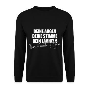 Deine Augen Deine Stimme Dein Lächeln Kotzen - Unisex Pullover - Schwarz - Vorne - Alina (178cm) & Michal (187cm)