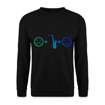 Saxophonist Herren Saxophonistin Saxophon Saxofon - Unisex Pullover - Schwarz - Vorne - Alina (178cm) & Michal (187cm)