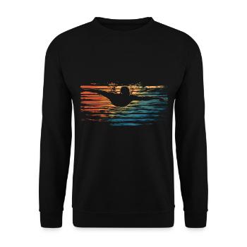 Schwimmen Schwimmer Retro Vintage - Unisex Pullover - Schwarz - Vorne - Alina (178cm) & Michal (187cm)