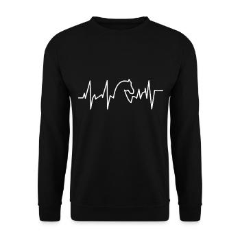 Heartbeat Horse - Herzschlag Pferd - Unisex Pullover - Schwarz - Vorne - Alina (178cm) & Michal (187cm)
