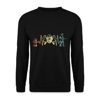 Firefighter Fire Brigade Heartbeat - Unisex Sweatshirt - black - Front - Alina (178cm) & Michal (187cm)
