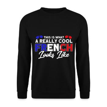 French Flag French Roots Gift - Unisex Sweatshirt - black - Front - Alina (178cm) & Michal (187cm)