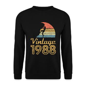 1988 Vintage Bergsteigen Felsen Bouldern Klettern - Unisex Pullover - Schwarz - Vorne - Alina (178cm) & Michal (187cm)