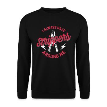 Elektriker Handwerker Lustig Zange Humor Geschenk - Unisex Pullover - Schwarz - Vorne - Alina (178cm) & Michal (187cm)