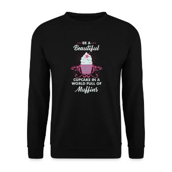 Cupcake Muffin Bäcker Backen Motivation Geschenk - Unisex Pullover - Schwarz - Vorne - Alina (178cm) & Michal (187cm)