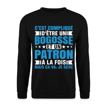 compliqué d'être un bogosse et un patron - Sweat-shirt Unisexe - noir - Devant - Alina (178cm) & Michal (187cm)