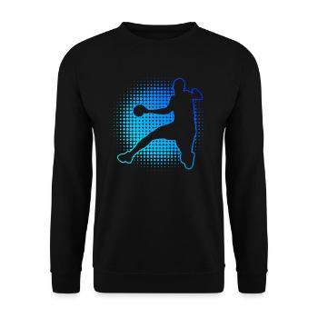 Handballer Handball Herren Handballspieler - Unisex Pullover - Schwarz - Vorne - Alina (178cm) & Michal (187cm)