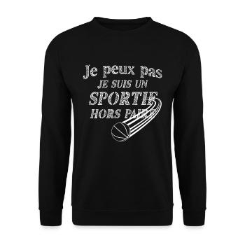 Tee shirt je peux pas j ai basket - Sweat-shirt Unisexe - noir - Devant - Alina (178cm) & Michal (187cm)