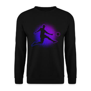 Women's Men's Footballers Playing Football - Unisex Sweatshirt - black - Front - Alina (178cm) & Michal (187cm)