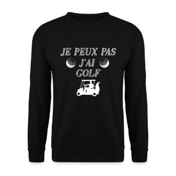 Tee shirt je peux pas j ai golf - Sweat-shirt Unisexe - noir - Devant - Alina (178cm) & Michal (187cm)