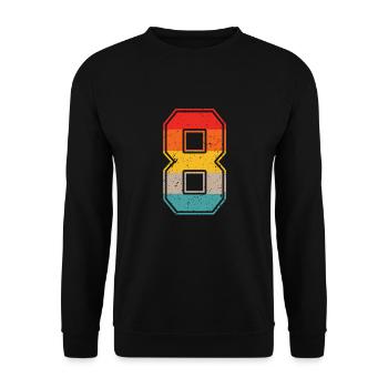 8 years retro jersey number 8 T-hirt number 8 - Unisex Sweatshirt - black - Front - Alina (178cm) & Michal (187cm)