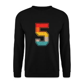 5 years retro jersey number 5 T-shirt number 5 - Unisex Sweatshirt - black - Front - Alina (178cm) & Michal (187cm)
