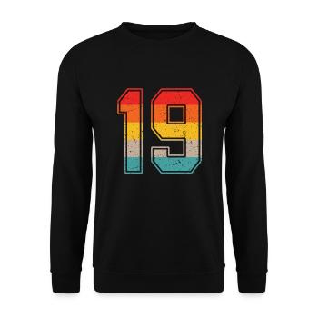 19 years retro jersey number 19 T-shirt number 19 - Unisex Sweatshirt - black - Front - Alina (178cm) & Michal (187cm)
